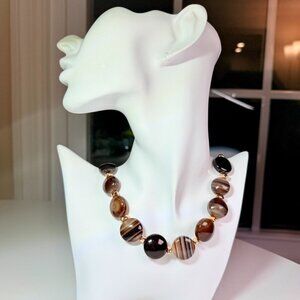 Earth Tone Banded Agate Statement Necklace